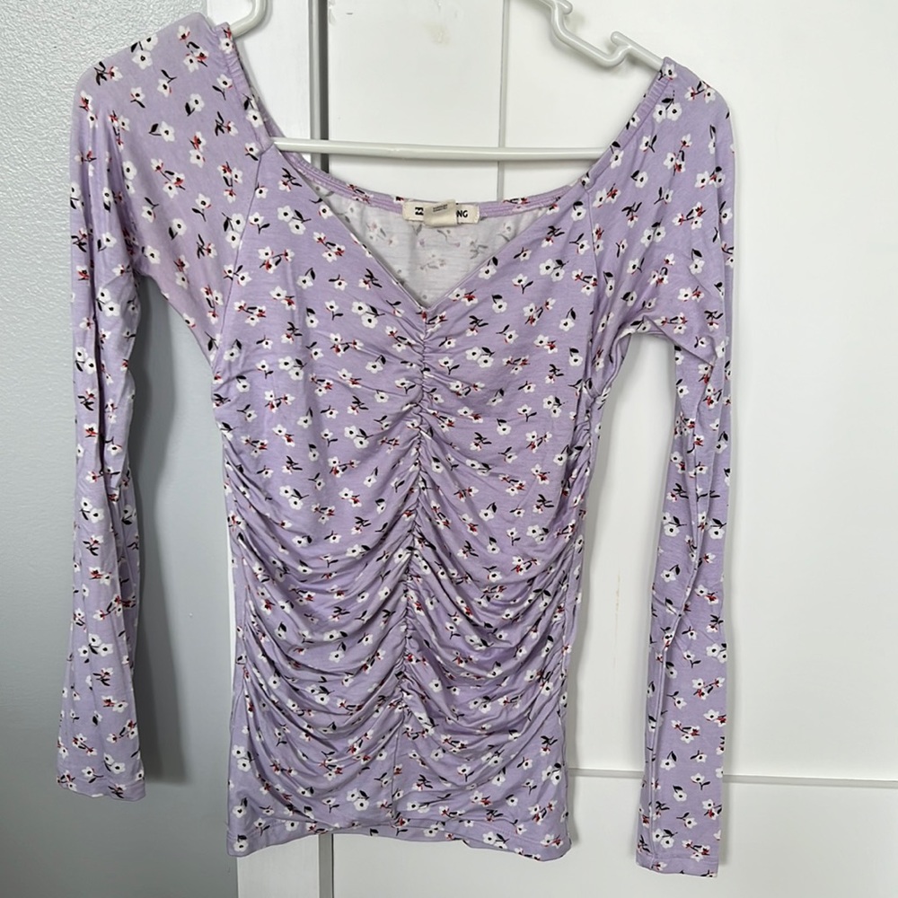 Billabong Ruched v-neck fitted top Small